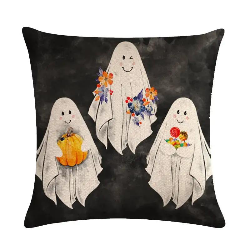 Happy Halloween Decorative Pillowcase Pumpkin Cat Witch Printed Pillowcase Suitable for Home Living Room Sofa Room Decoration