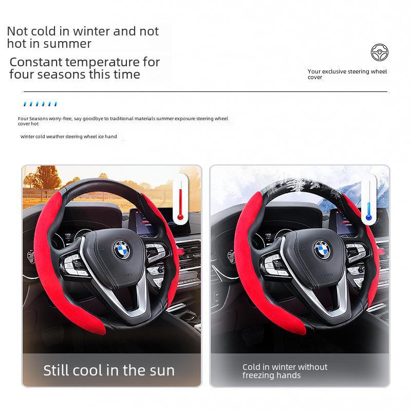 Ultra-Thin Suede Steering Wheel Cover for Men and Women - Absorbent, Non-Slip, All-Season Universal Handle Cover