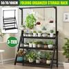 Folding Wooden Hanging Flower Pot Rack Plant Stand Shelf Indoor Outdoor Garden Black