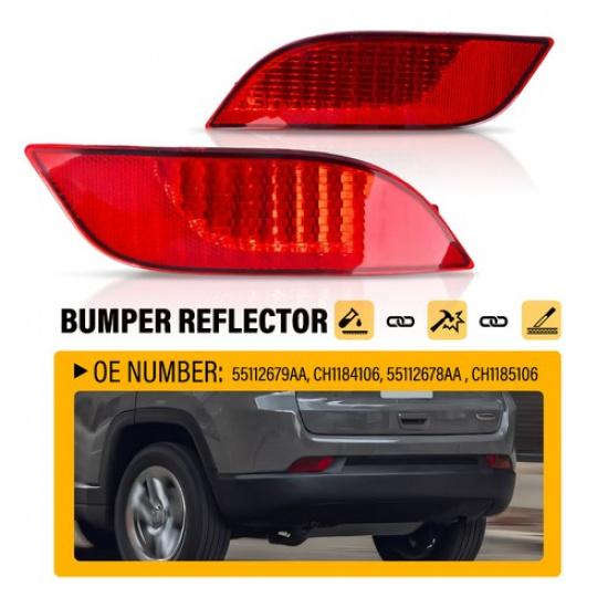 2x Rear Bumper Reflector Light Red For Jeep Compass Left Right 2017 18- EXV