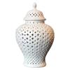 Ceramics Gingers Jar with Lid Decorative Flower Vases Cutout Lattice Crafts for Home or Kitchen Countertops Decoration