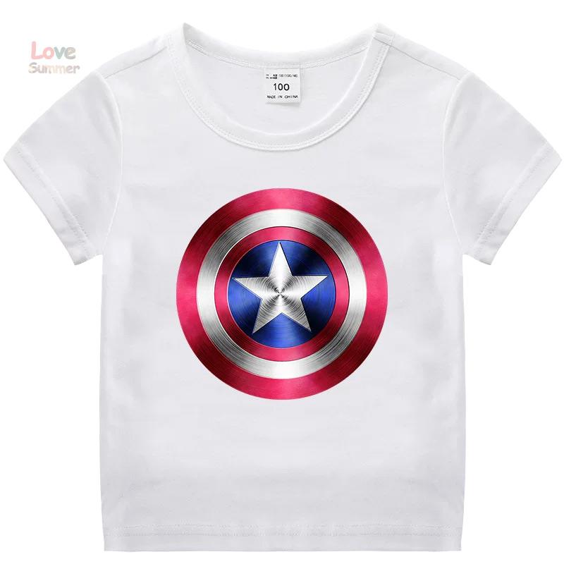2026 children Printed Captain America's Shield Pattern, Boys Short Sleeved Sports Casual, unisex T-shirt