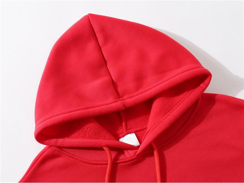 Unisex Solid Color Ribbed Cuff Hoodie Sweatshirt