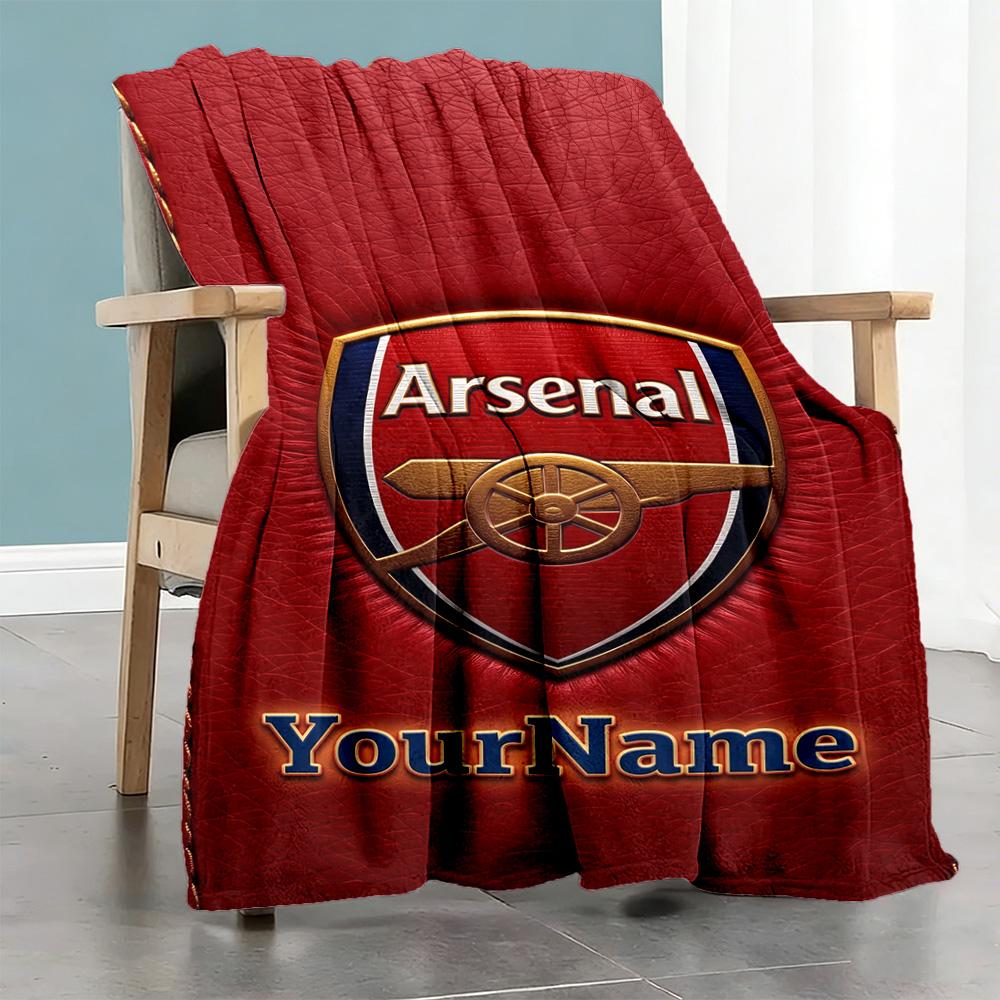 Arsenal Personalized Text Blanket Throw Personalized Blanket Warmthful Decor Perfect for Picnics Office Chair Couch Seaside Four Seasons Multipurpose
