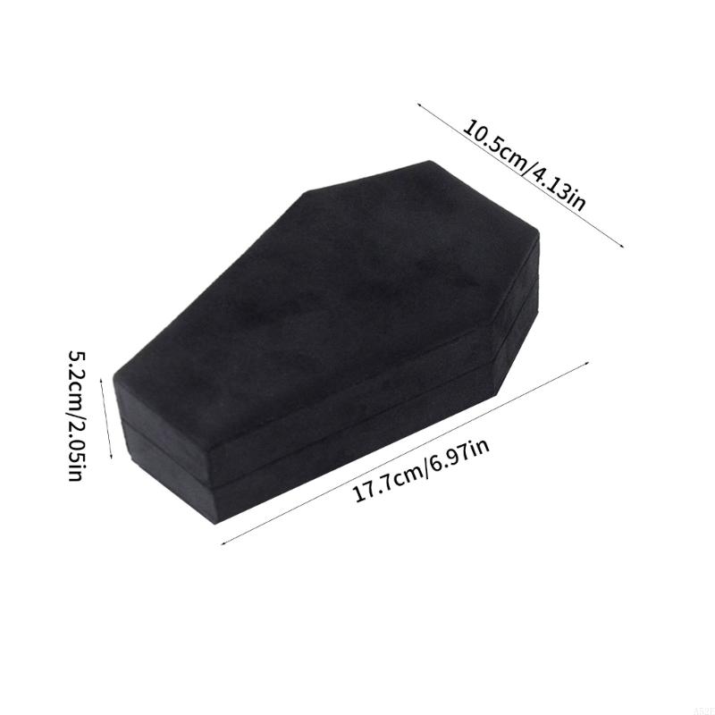 A52E Gothic Coffin Shaped Jewelry Box Stylish Velvets Rings Choker Box Case Halloween Jewelry Organizer Decorations for Girls