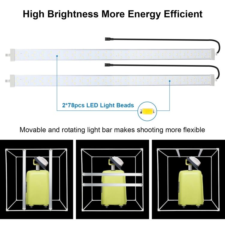 PULUZ 80cm składany przenośny 80W 9050LM białe światło oświetlenie studyjne namiot do zdjęć z 3 kolorami tła