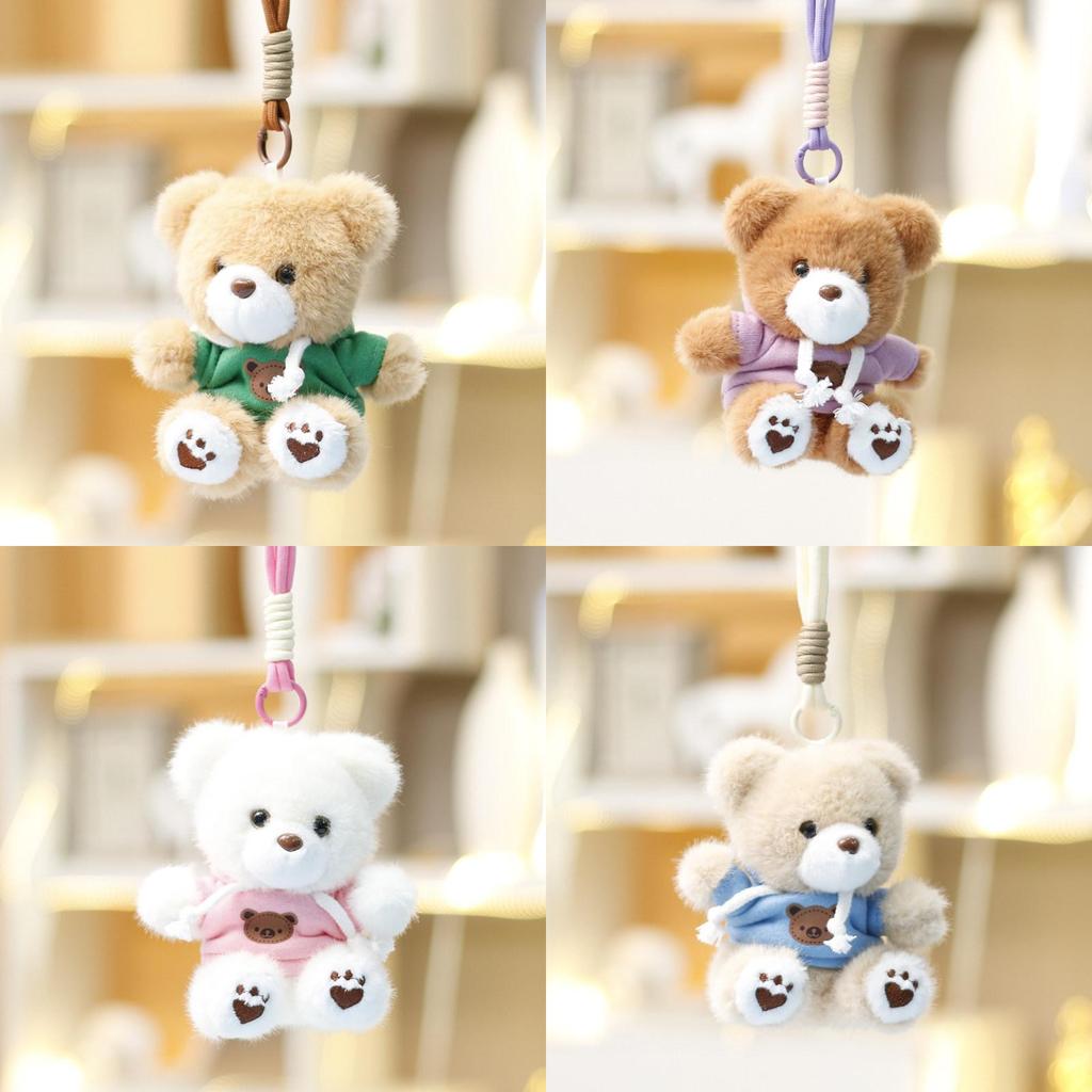 Bear Plush Hoodie Keychain With Clothing Design For Girls Gift And Bag Decoration