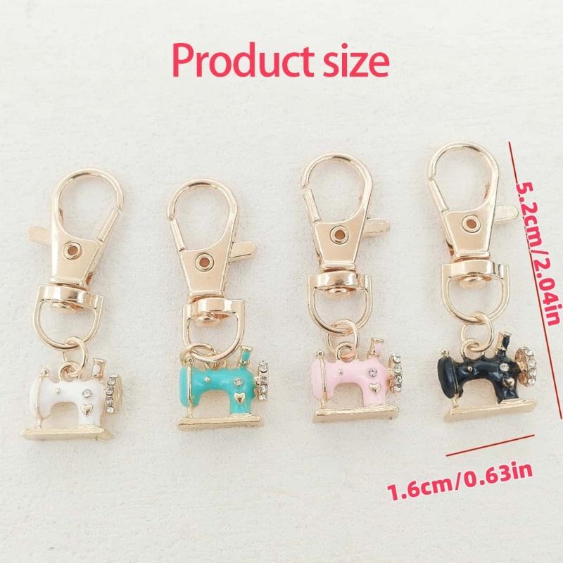 4pcs/set Sewing Machine Key Chain Retro Alloy Metal Decoration Fade Resistant Perfect For Holidays Special Occasions