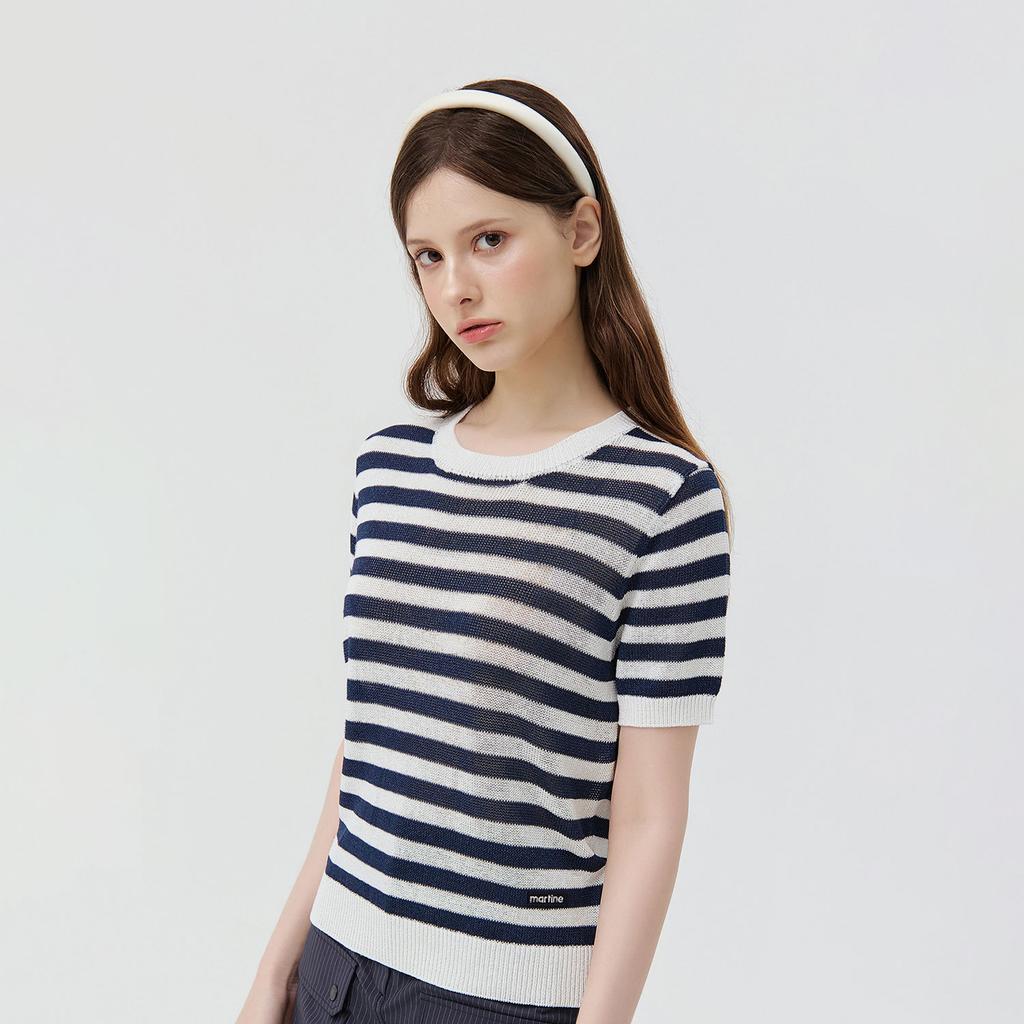 MARTINE GOLF Sheer Marine Stripe Knit_Navy