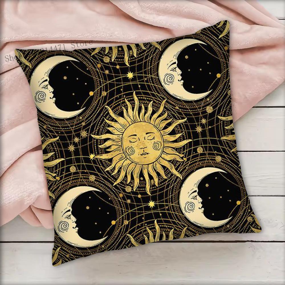 1pc Tarot Card God Sun Face Moon Pillow Case Square Bedroom Sofa Leisure Comfort Cushion Car Living Room Home Decoration