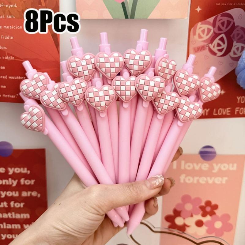 

10Pcs Lattice Heart-Themed Retractable Ballpoint Pen, Campus-Style Heart Ballpoint Pen for Back-To-School Season Gifts Random style 10Pcs