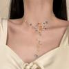 Contrasting Color Collarbone Chain High-end Women's Necklace Elegant Beaded Flower Necklace  Women