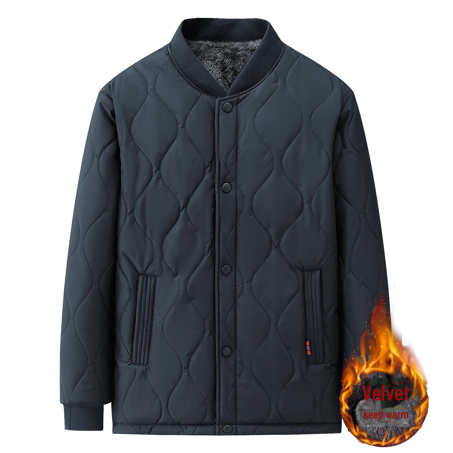 

Мужская толстая хлопковая куртка с флисовой подкладкой для пожилых людей XL темно-синий