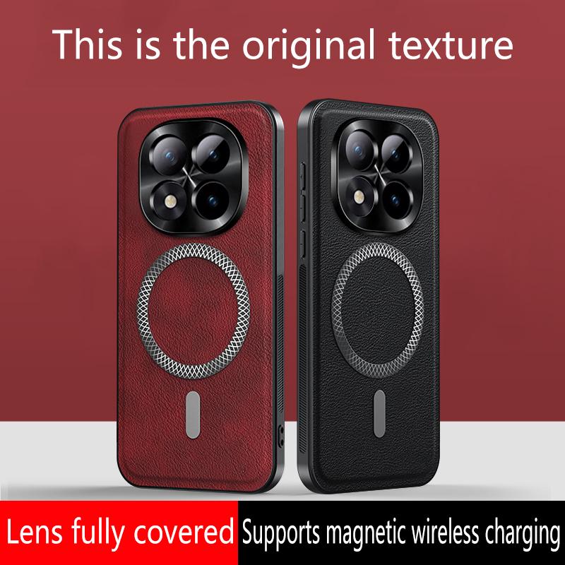 For Redmi Note 15 14 13 Pro Plus High End Leather Metal Magnetic Ring Phone Case