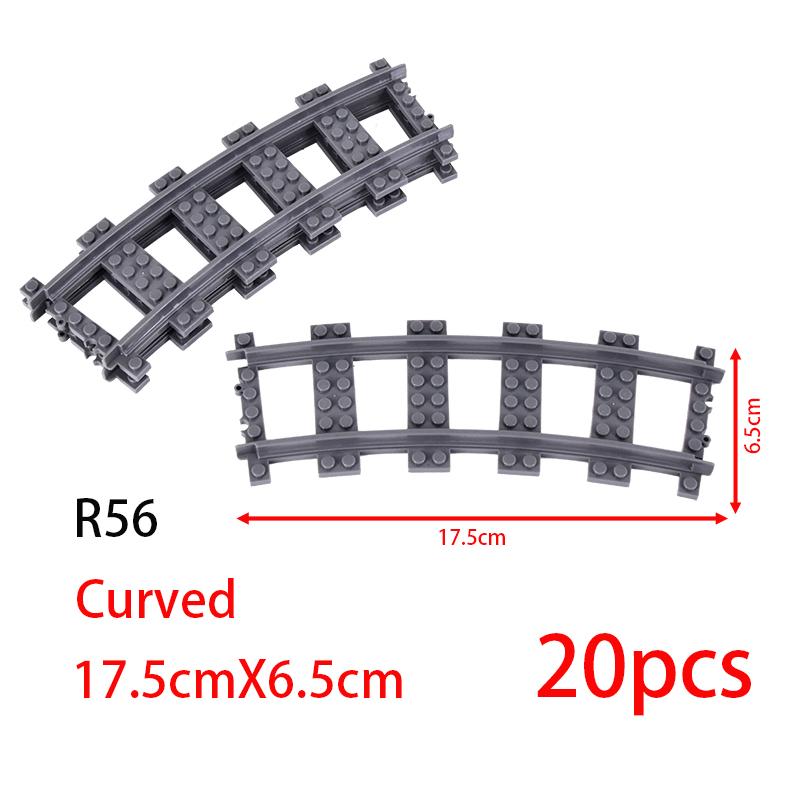 MOC City Block Switch Cross Forked Curved Rails Construction Brick Train Rail Curve Tracks R56 R72 R88 R104 Creative DIY Toy