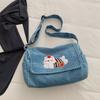 Vintage Shoulder Bag Lightweight Commuter Bag Cartoon Denim Women's Bag