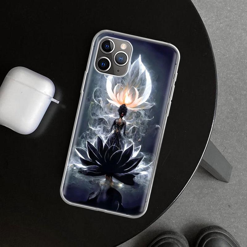Buddhist Fire Lotus Phone Case Cover for iPhone 11 12 13 Mini 14 15 Plus 16 Pro Max 17 Air 7 8 + SE Art Customized Fundas 11 12