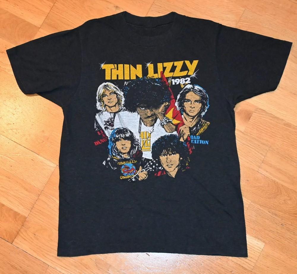 1982 Thin Lizzy Short Sleeve Cotton Shirt Unisex Concert S5XL TR705 Unisex T-Shirt M