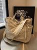 Large Capacity Cotton Padded Tote: Korean Style Shoulder & Crossbody Bag with Soft Cloth, Zipper Closure
