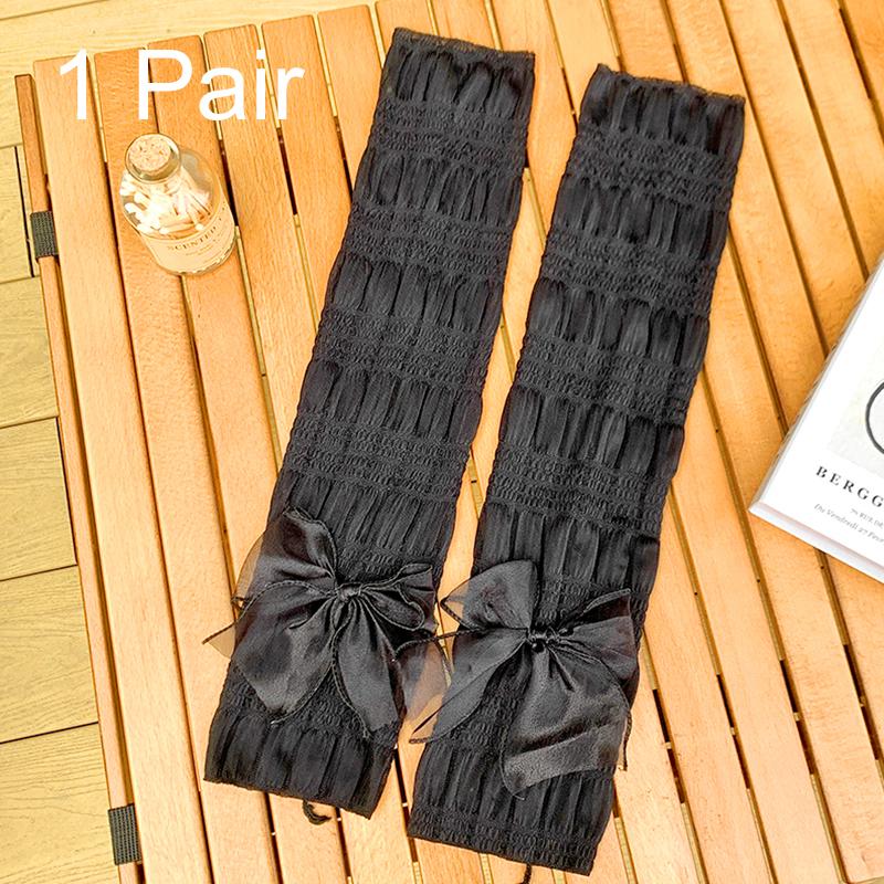 1 Pair Fashion Sunscreen Sleeves Ice Silk Oversleeves Ballet Style Bowknot Girls Heart