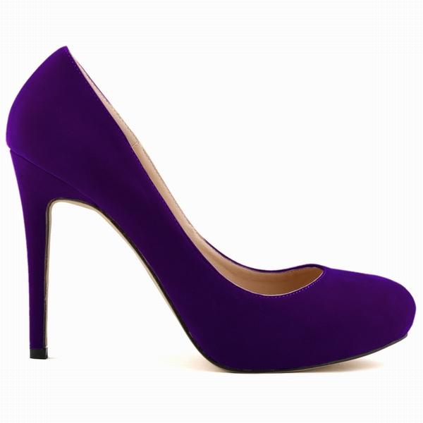 New Women Stilettos Pumps Sexy 11cm Round Toe Velvet High Heels Shallow Elegant Lady Office Party Wedding Shoes