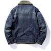 Neue Winter Herren Fleece Warme Jeansjacken Große Taschen Cargo Jeansjacken Hohe Qualität Männlich Hellblau Slim Jeansmäntel Größe 4X