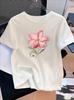 Unisexs Floral Print Tshirt White With  Flowers Everyday Ladies Tshirt Casual Wear Vacation Wear Versatile
