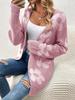 Mid to long autumn and winter sweater jacket for women, loose contrasting flower V-neck long sleeved knitted cardigan