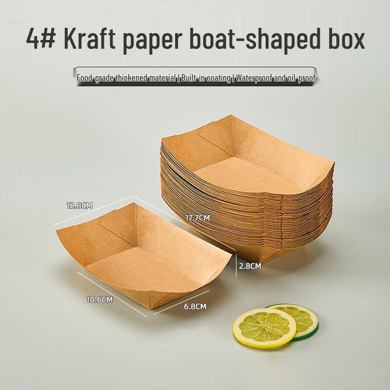 Thickened Kraft Paper Disposable Open-Top Boat Box