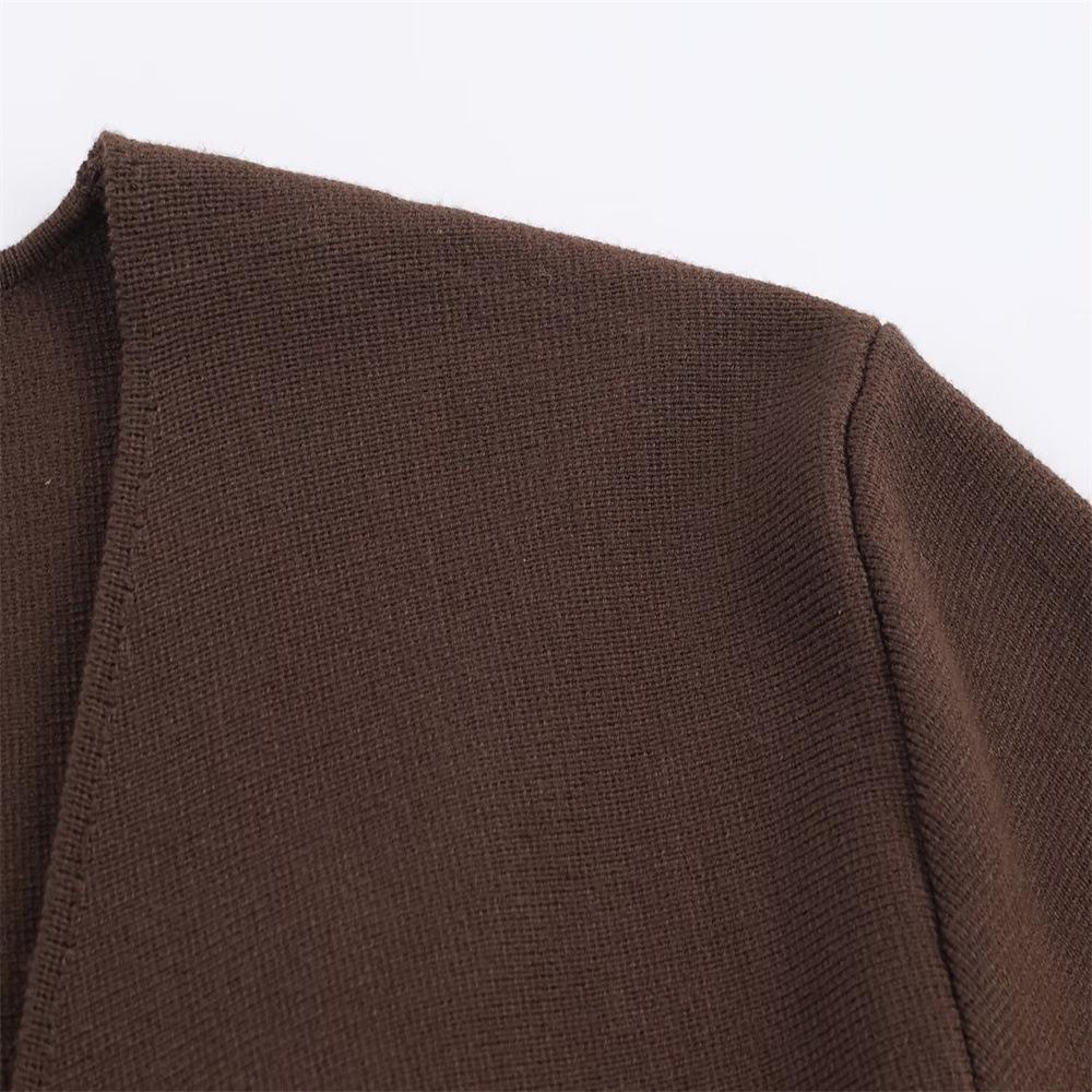 Autumn Women's V-neck Belted Knit Cardigan Sweater Coat