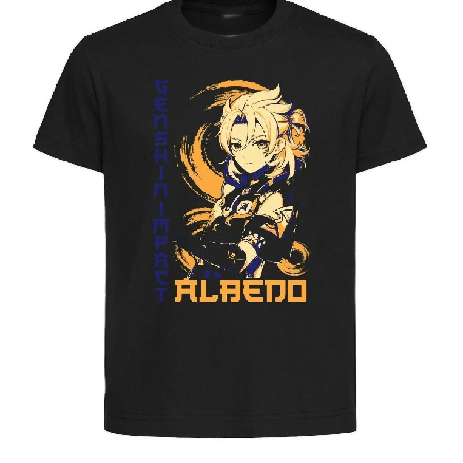 

Black T-Shirt Black Jersey Japanese Style Genshin Impact Albedo- S