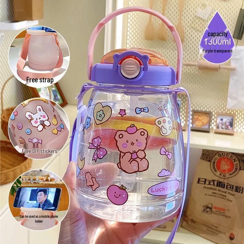 Large Capacity Big Belly Plastic Water Cup with Straw
