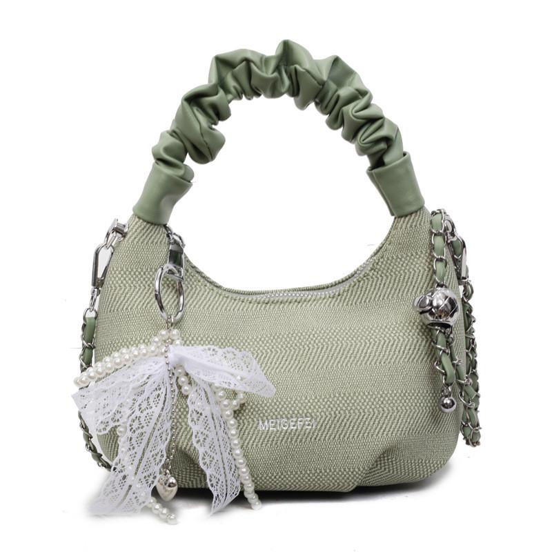 Dumpling Shape Pu Clutch Bag With Zipper Closure And Chain For Casual Day Out