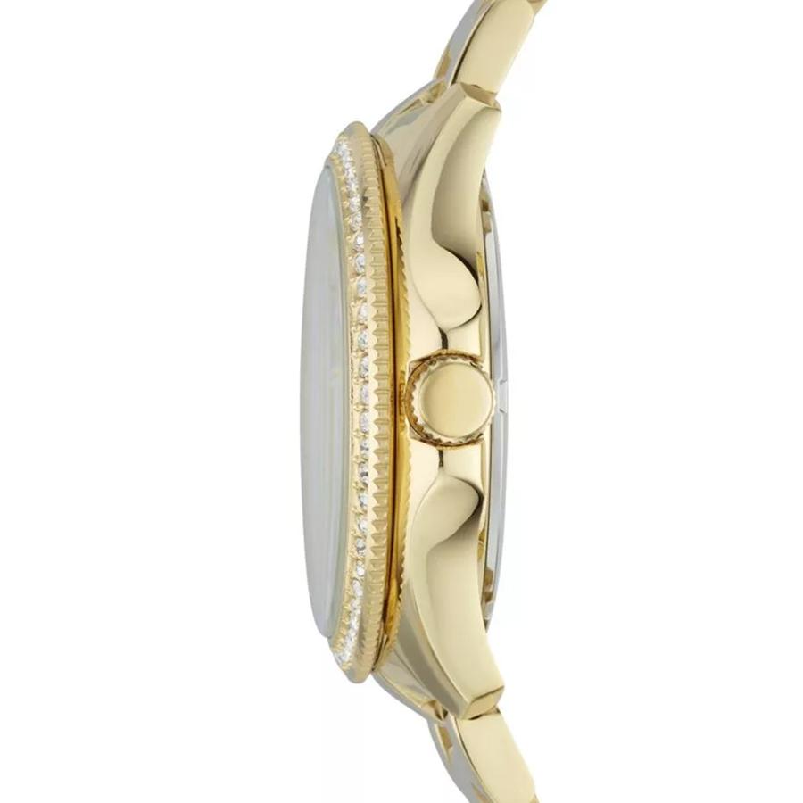 Fossil Ladies' Quartz Watch - 42mm Gold Dial & Genuine Leather Strap, 50M Water Resistance AM4482