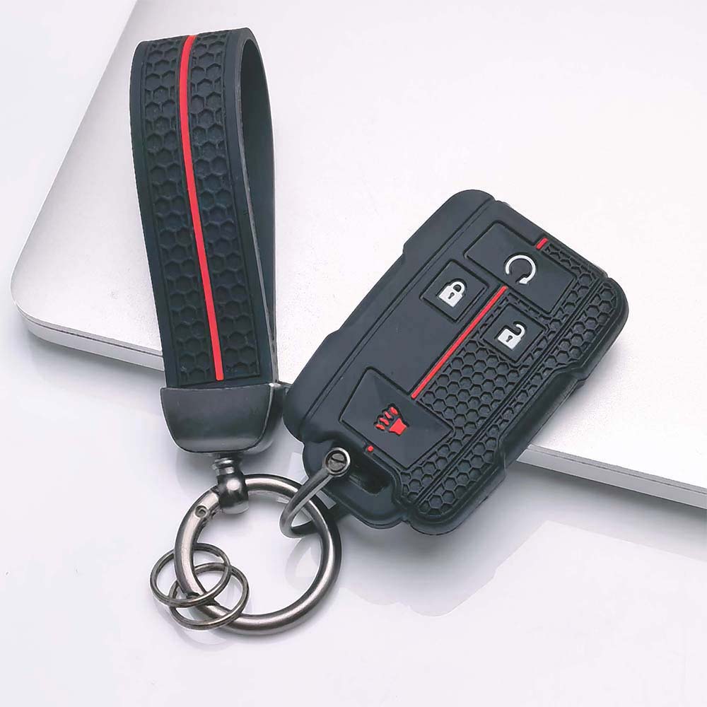 Key Fob Cover for GMC 1500 Sierra 2500HD 3500HD Silverado with Keychain Anti-Scratch Guard Shockproof Protection Soft Grip Texture