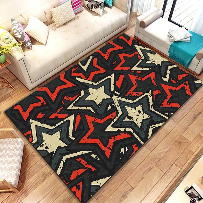 Five-pointed Star Carpet Pentagon Geometric Rug for Bedroom Dinning Dorm Living Room Home Decorative Doormat Non-slip Floor Mat