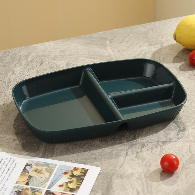 Fat Reduction Plate Divided Into Grid Rectangular Three-Grid Plate Breakfast Adults And Children Divided Into Plates Weight Loss Fruit Plate Canteen