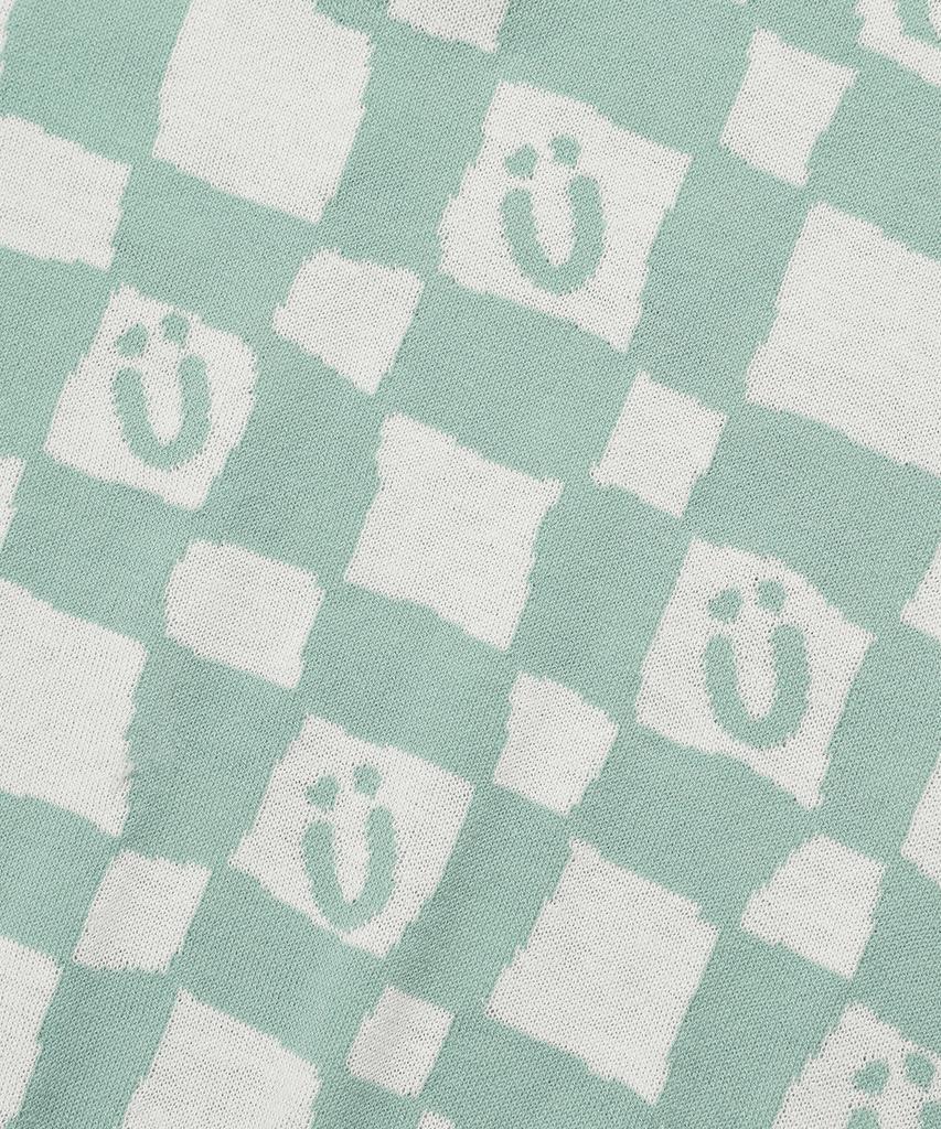 ISTKUNST Checkerboard Smiley Collar Half Knit_Mint(Ik2Dmmk641A)