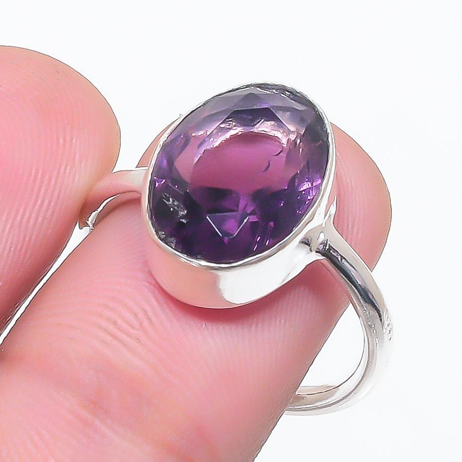 Amethyst Gemstone 925 Sterling Silver Jewelry Ring Size 7.5