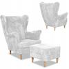 Bonito Wing Chair with Footstool Scandinavian Family Meble Corduroy Light