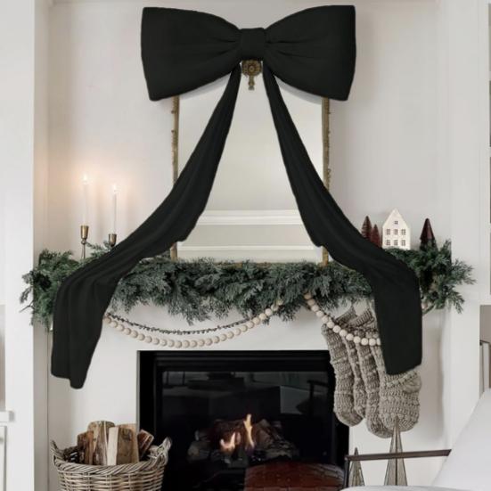 Adorno de Lazo para Árbol de Navidad de 71 Pulgadas Terciopelo Rojo Lazo Grande Decoración Navideña Decoración Festiva para Coronas Domésticas Pared