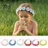 Cute Macaron Color Flower Crown Daisy/Sunflower Wreath Headband for Women Girls, Adjustable Floral Fabric Daisy Headpiece Beach Vacation Wedding