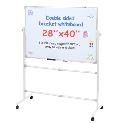 Magnetic Standing Mobile Easel Board Rolling Dry Erase Board, 40 X 28 Inch Large Whiteboard, Height Adjustable Double Sided Style White with Stand for