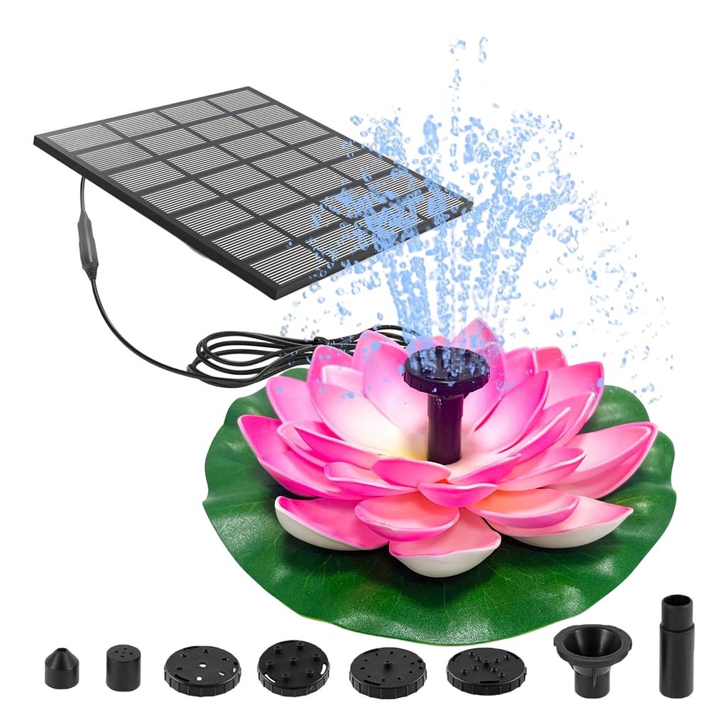 1.5W Lotus Solar Bird Bath Fountains with 6 Nozzles Solar Fountain Water Pump for Garden Pond Pool Fish Tank and Outdoor
