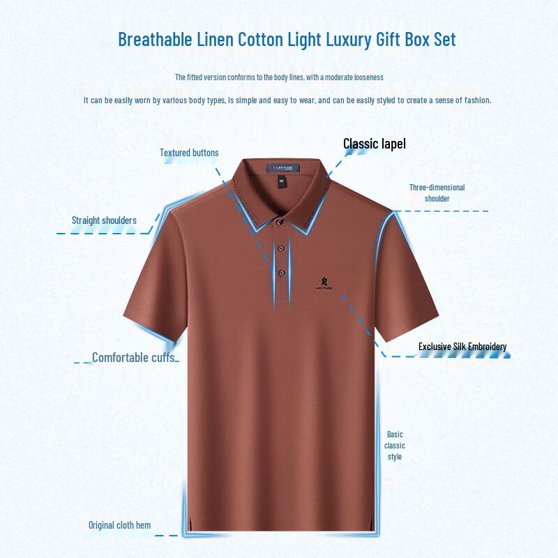 MONTAGUT Men's Summer Lightweight Cotton Blend Short Sleeve Polo Shirt