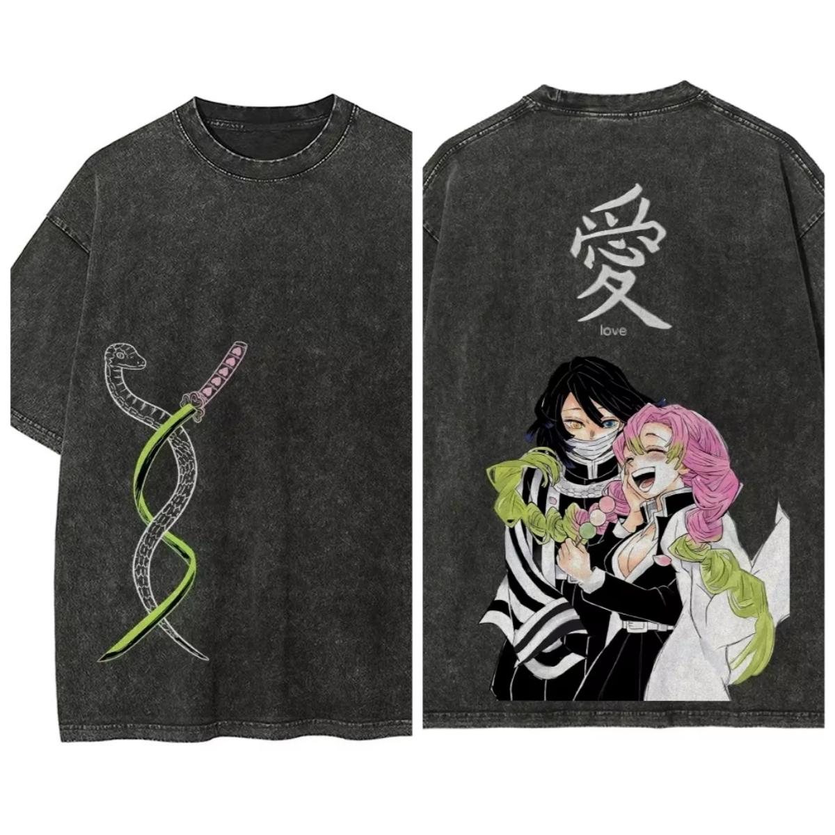 

Demon Slayer Anime Kimetsu No Yaiba Printed Tshirt Mens and Womens Washed Tshirt High Quality Vintage Cotton Tshirt YK Top XL