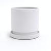 Greenship Flower Pot with Saucer, Size 7 (21cm), Stylish Matte Texture, Eco-Friendly Material, White-Gray (White-Gray, Size 7)