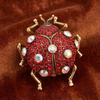 Red Rhinestone Beetle Brooch - Retro Insect Pin for Women's Fashion Suit Jackets