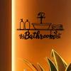 Black Iron Wall Art Sign Metal Bathroom Decor with Tub Toilet Towel Design