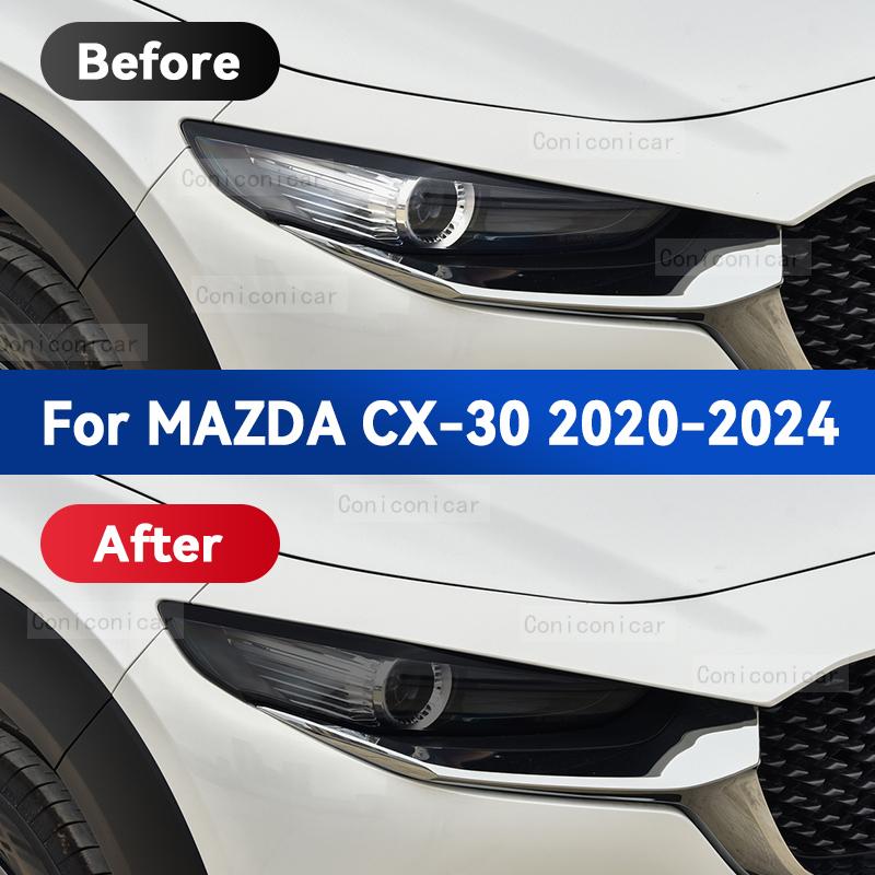 Für MAZDA CX-30 2020-2024 Auto-Scheinwerfer Rauchschwarz TPU Schutzfolie Frontlicht Tönung Farbwechsel Aufkleber Zubehör